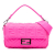 Fendi B Fendi Pink Chemical Fiber Fabric Medium Embossed Lycra Baguette Satchel Italy