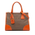 Prada B Prada Brown Light Brown Canvas Fabric Saffiano Trimmed Canapa Logo Double Zip Satchel Turkey