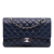 Chanel B Chanel Blue Navy Caviar Leather Leather Medium Classic Caviar Double Flap France