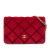 Chanel B Chanel Red Velvet Fabric CC Quilted Wallet on Chain Italy