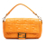 Fendi B Fendi Orange Calf Leather Zucca Embossed Baguette Satchel Italy