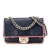 Chanel B Chanel Blue Navy Lambskin Leather Leather Quilted Lambskin and Tweed Elegant Trim Flap Italy