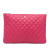 Chanel B Chanel Pink Hot Pink Lambskin Leather Leather Large Quilted Lambskin O Case Clutch Italy