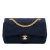 Chanel B Chanel Blue Dark Blue Cotton Fabric Medium Classic Jersey Double Flap France