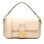Fendi B Fendi Brown Light Beige Calf Leather Metal Stitch Baguette Satchel Italy