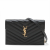 Saint Laurent Cassandre Envelope Grained Calfskin Leather Chevron Quilted Wallet on Chain Shoulder Bag Black