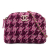 Chanel B Chanel Purple Magenta Tweed Fabric CC Houndstooth Clutch On Chain Italy