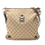 Gucci B Gucci Brown Beige Canvas Fabric GG Abbey D Ring Crossbody Italy