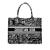 Christian Dior B Dior Black Canvas Fabric Medium Embroidered Plan De Paris Book Tote Italy
