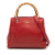 Gucci AB Gucci Red Calf Leather Small skin Bamboo Shopper Satchel Italy
