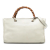 Gucci B Gucci White Calf Leather Medium skin Bamboo Shopper Satchel Italy
