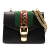 Gucci B Gucci Black Calf Leather Mini Web Sylvie Chain Crossbody Italy