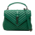 Saint Laurent Green Sheepskin Leather Leather Medium Quilted Chevron Sheepskin College Satchel Italy