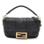 Fendi B Fendi Black Calf Leather Mini Zucca Embossed Baguette Satchel Italy