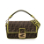 Fendi B Fendi Brown with Yellow Canvas Fabric Zucca Embroidered Baguette Satchel Italy