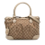 Gucci B Gucci Brown Beige Canvas Fabric GG Sukey Satchel Italy