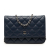 Chanel B Chanel Blue Navy Lambskin Leather Leather CC Quilted Lambskin Wallet On Chain France