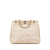 Chanel B Chanel Brown Beige Canvas Fabric CC Stitched Linen Chain Tote Italy
