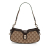 Gucci AB Gucci Brown Beige Coated Canvas Fabric Mini GG Supreme Moon Side Web Shoulder Bag Italy