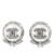 Chanel AB Chanel Silver Silver Plated Metal CC Crystal and Faux Pearl Push Back Earrings France