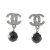 Chanel AB Chanel Silver with Black Silver Plated Metal CC Bead Drop Push Back Earrings France
