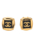 Chanel AB Chanel Gold with Black Gold Plated Metal CC Enamel Square Clip On Earrings France