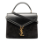 Saint Laurent Black Medium Calfskin and Suede Classic Monogram Cassandra Top Handle Bag Italy