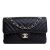 Chanel AB Chanel Black Lambskin Leather Leather Small Classic Chevron Lambskin Double Flap Italy