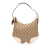Gucci B Gucci Brown Beige Canvas Fabric GG Princy Hobo Italy
