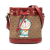 Gucci B Gucci Brown Beige Coated Canvas Fabric Micro GG Supreme Doraemon Bucket Bag Italy