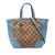 Gucci B Gucci Brown Beige with Blue Light Blue Canvas Fabric Small GG Bree Satchel Italy
