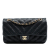 Chanel B Chanel Black Calf Leather Medium Classic Chevron skin Pleated Double Flap France