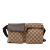Gucci AB Gucci Brown Beige Canvas Fabric GG Double Pocket Belt Bag Italy