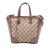 Gucci AB Gucci Brown Beige Canvas Fabric Small GG Bree Satchel Italy