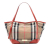 Burberry B Burberry Brown Light Brown with Orange Canvas Fabric Small House Check Canterbury Tote Italy