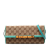 Gucci B Gucci Brown Beige with Blue Turquoise Canvas Fabric GG Bamboo Bar Crossbody Italy