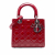 Christian Dior Lady Dior Medium Patent Leather Zip Cannage Tote Handbag Red