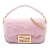 Fendi B Fendi Pink Light Pink Velvet Fabric Mini Zucca Embossed Baguette Satchel Italy