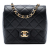 Chanel B Chanel Black Goatskin Leather Mini Square Classic Single Flap Italy