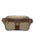 Gucci AB Gucci Brown Beige Coated Canvas Fabric Small GG Supreme Ophidia Belt Bag Italy