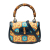 Gucci Blue 100th Anniversary Medium GG Coated Canvas Kaleidoscope 1947 Bamboo Top Handle Bag Italy