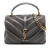 Saint Laurent Gray Medium Calfskin and Suede Chevron Monogram College Satchel Italy