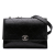 Chanel B Chanel Black Calf Leather CC Quilted Crumpled skin and Grosgrain Flap Italy
