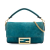 Fendi B Fendi Blue Peacock Suede Leather Mini Baguette Satchel Italy