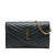 Saint Laurent Black Calf Leather Quilted Chevron skin Polka Dot Monogram Envelope Chain Wallet Italy