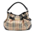 Burberry B Burberry Brown Beige Coated Canvas Fabric Medium Haymarket Check Willenmore Hobo Italy