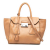 Prada B Prada Brown Beige Calf Leather Glace Sound Lock Satchel Italy