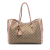Gucci B Gucci Brown Beige with Pink Canvas Fabric Medium GG Bella Tote Italy