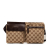 Gucci B Gucci Brown Beige Canvas Fabric GG Double Pocket Belt Bag Italy