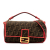 Fendi B Fendi Brown with Pink Canvas Fabric Large Zucca Baguette Satchel Italy
